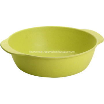 Bamboo fiber circular bowl with handle